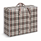 Plaid patterned bag on a white background
