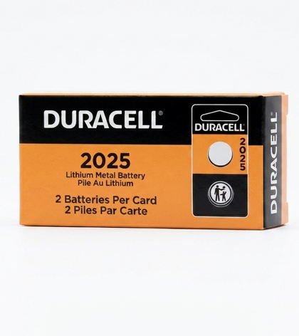 Duracell 2025 lithium battery packaging on a white background