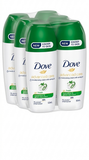 Three bottles of Dove Advanced Care Cucumber and Green Tea scent antiperspirant deodorant on a white background