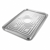 Metal tray lid with a textured surface on a white background