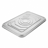 Rectangular metal tray lid with a textured surface on a white background