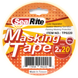 A roll of SealRite brand masking tape, item number TP0220, in beige color, 2 inches by 20 yards size, with packaging that includes the item number and 'Made in Taiwan' text.