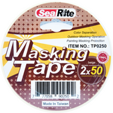 A roll of SealRite masking tape with product number TP0250, size 2 inches by 50 yards, designed for outdoor use and painting protection.